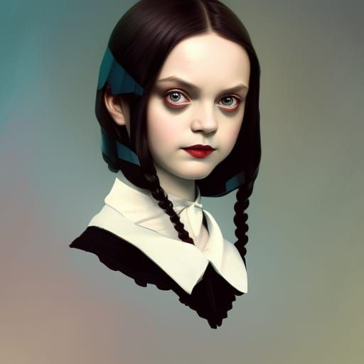 Wednesday Addams Portrait in Hyperdetailed Style
