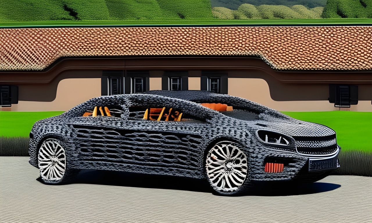 Car Knitted with Bruges Lace in 8K