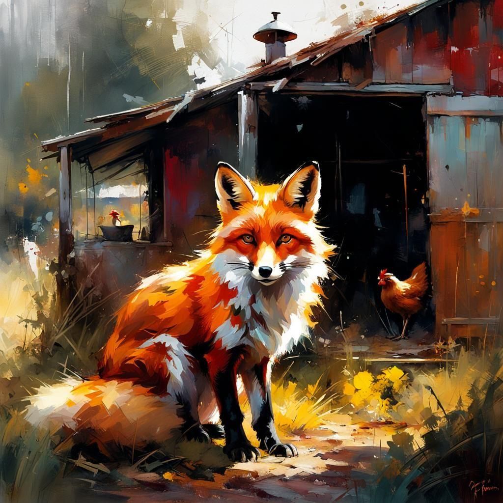 Cute Yellow Chick: Matte Painting in Fine Art Style