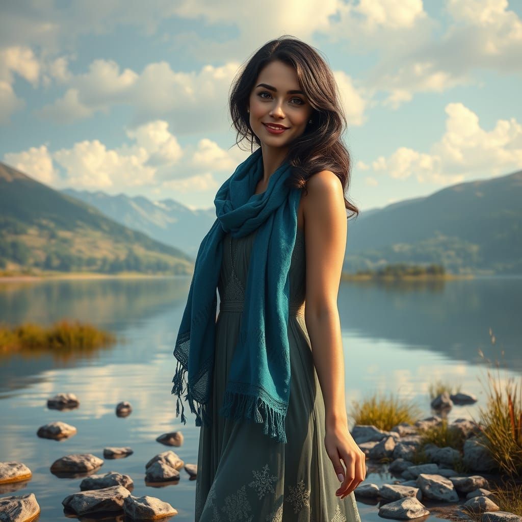 Serene Farm Goddess Contemplates Secrets of the Land