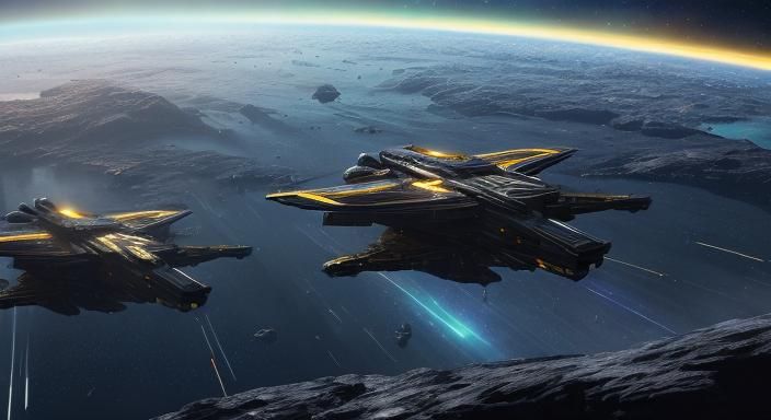 Futuristic Starship Bridge After Galactic Space Battle