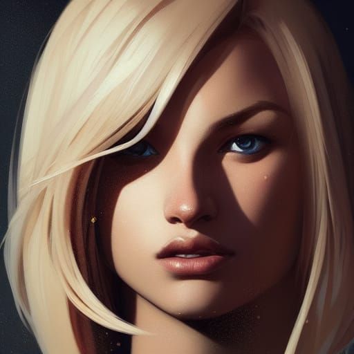 Beautiful Blond Woman Portrait in Hyperdetailed Style