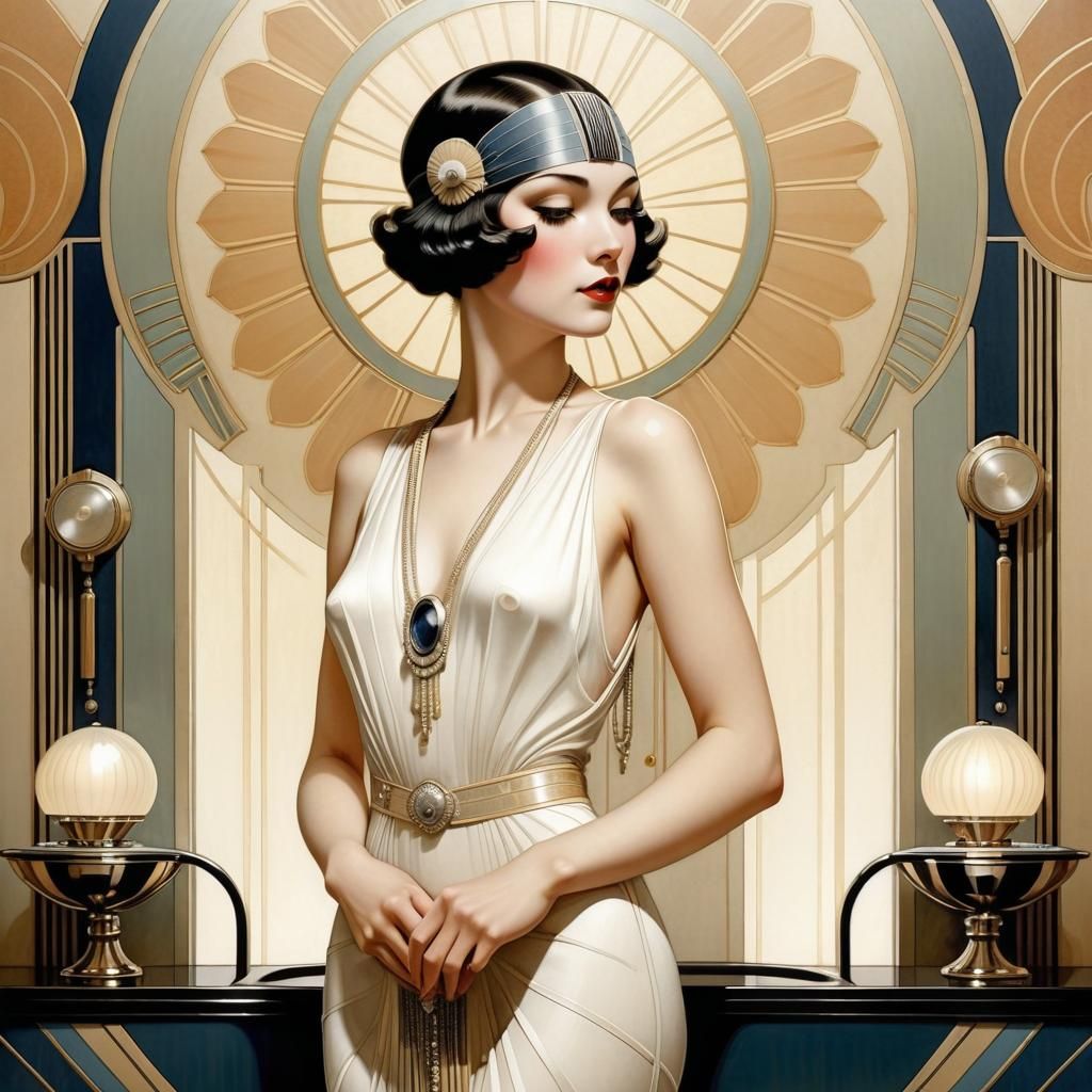 Glamorous Woman in Roaring 20s Luxury Hotel
