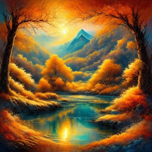 Autumnal Forest Walker in Impasto Oil Painting