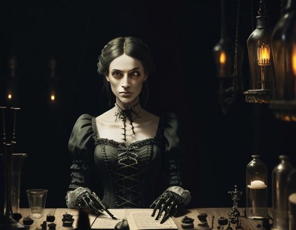 Victorian Anatomist in Laboratory: Gothic Fantasy Concept Ar...