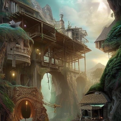 Detailed Secret Hideaway: Digital Matte Painting