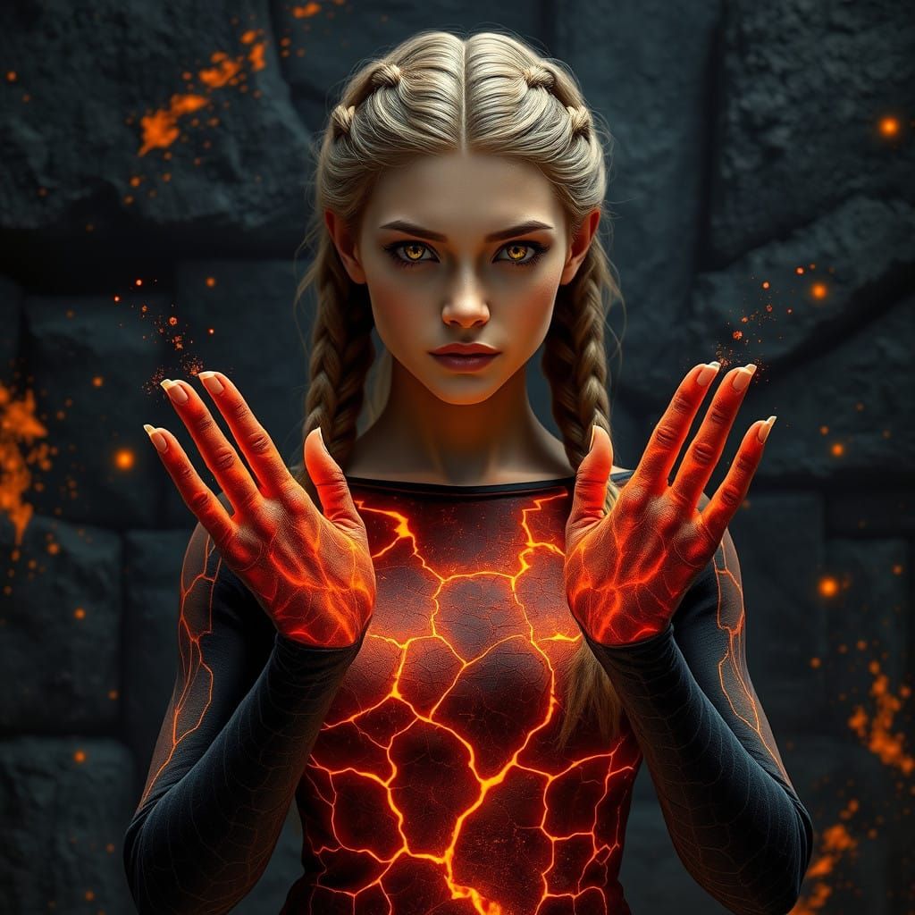 Fantasy Warrior Woman Embodies Fiery Determination