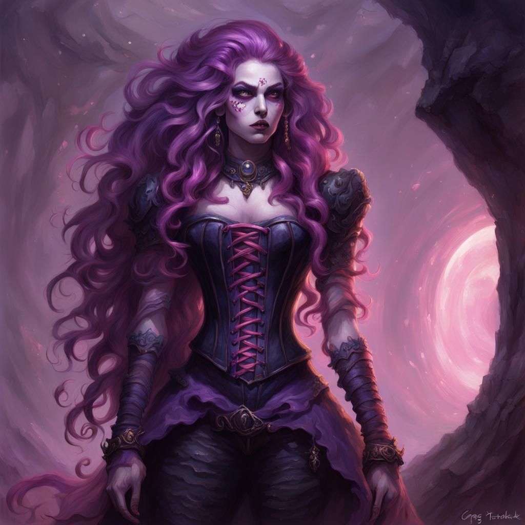 Sinister Purple Elf in Greg Rutkowski Style