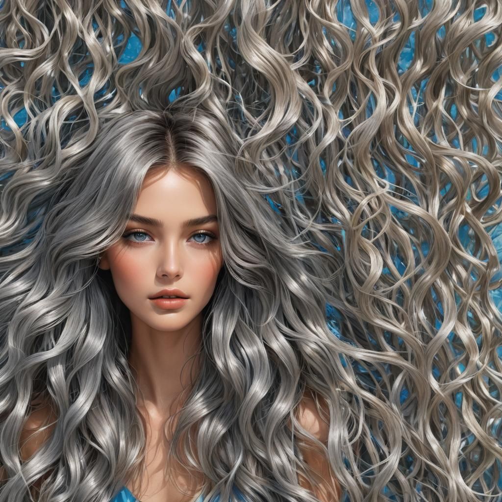 Sensual Tanned Brunette with Flowing Hair in Sunlight