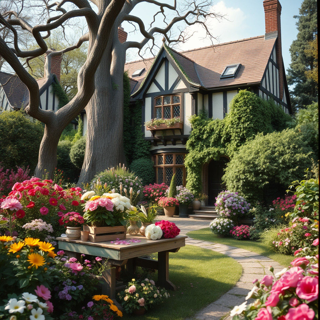 Tudor House: Fantasy Arboretum with Sitting Area