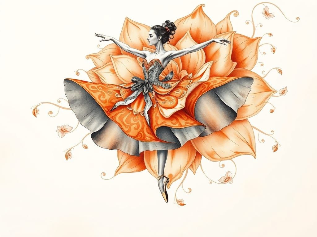 Ethereal Ballerina in Whimsical Floral Attire