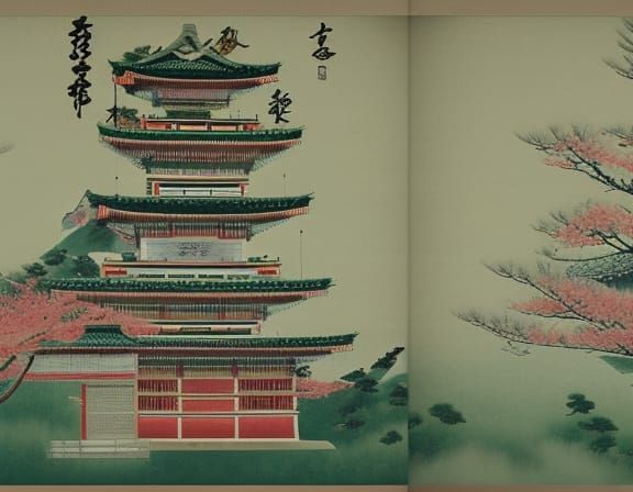 Japanese Culture Matte Painting with Intricate Detail