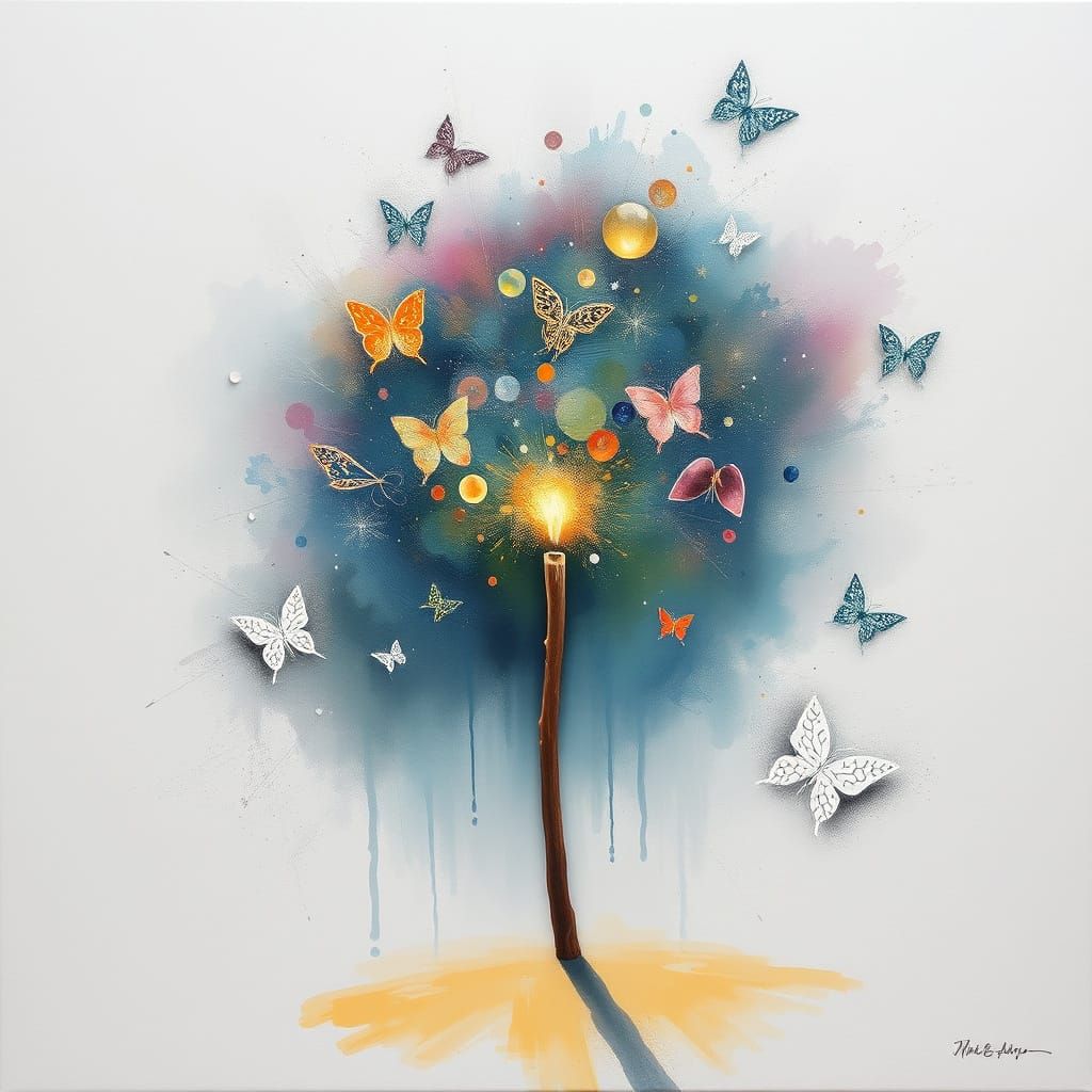 Vibrant Oil Painting of a Large Magic Wand