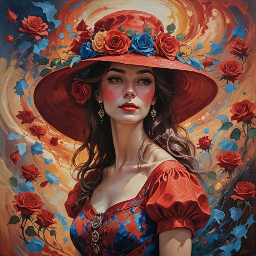 Woman in Red Hat, Oil Painting by Gurney Style