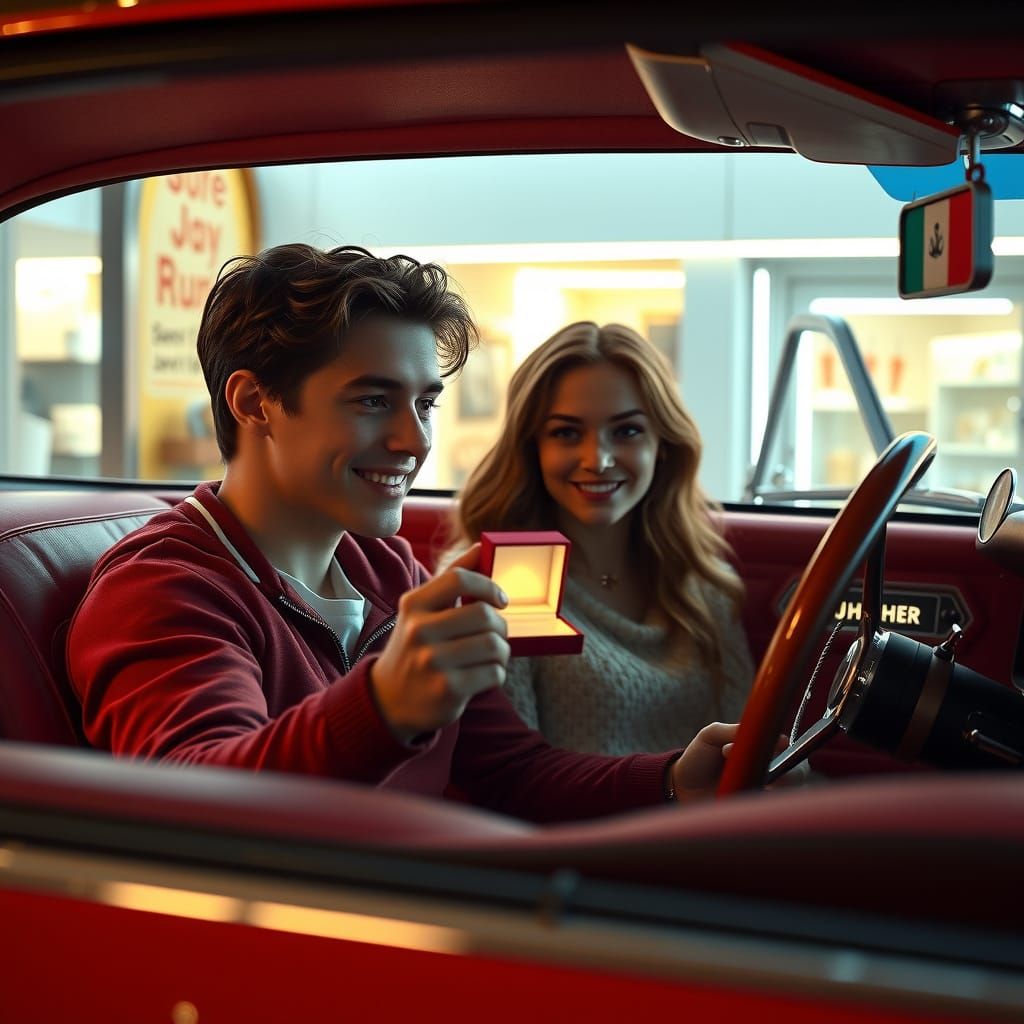 Romantic Proposal in 1971 Plymouth Barracuda