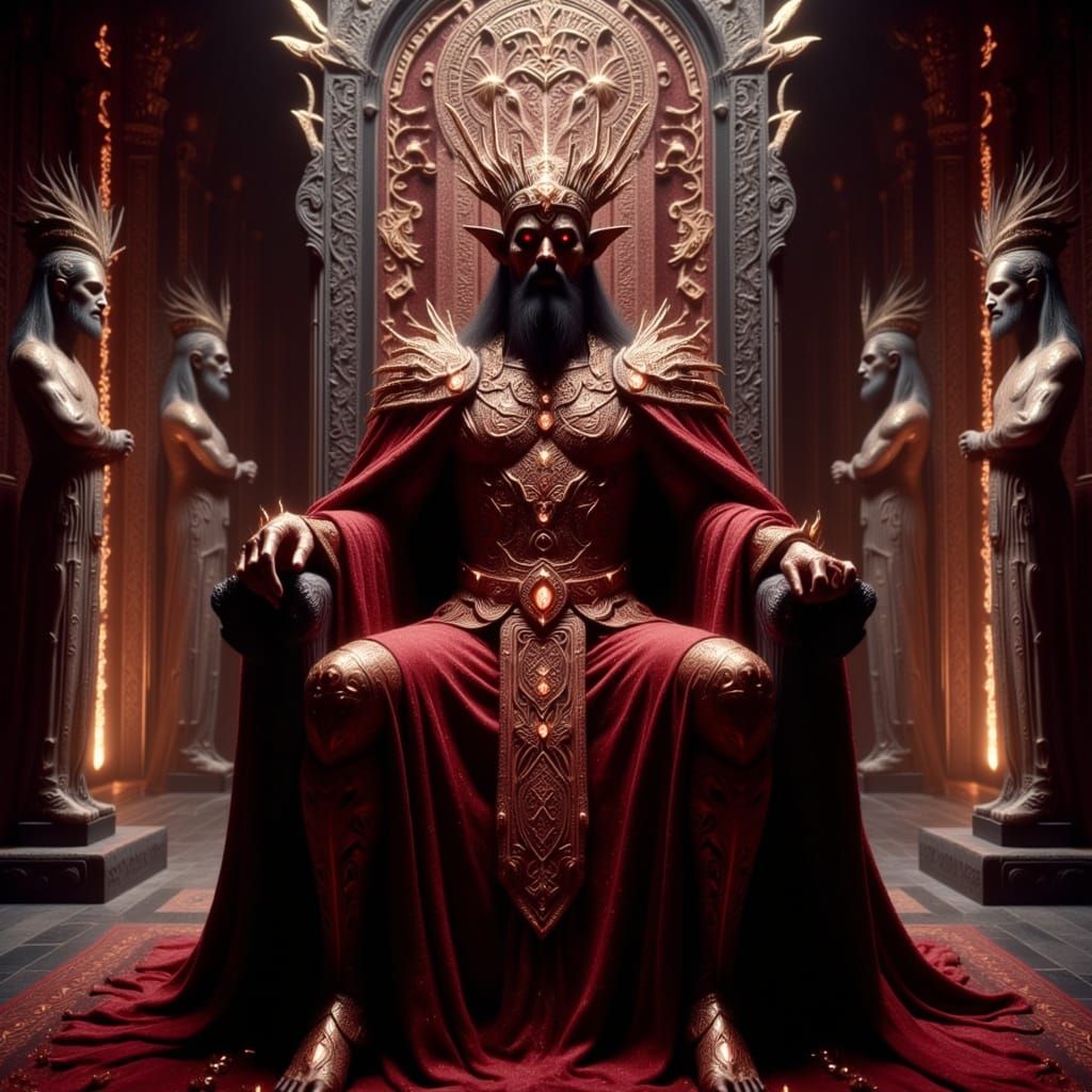Majestic King on Glowing Rune Throne