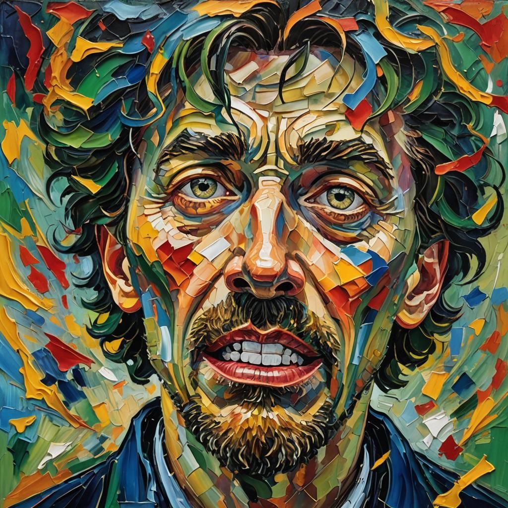 Shocked Face in Expressionist Impasto Oil Painting