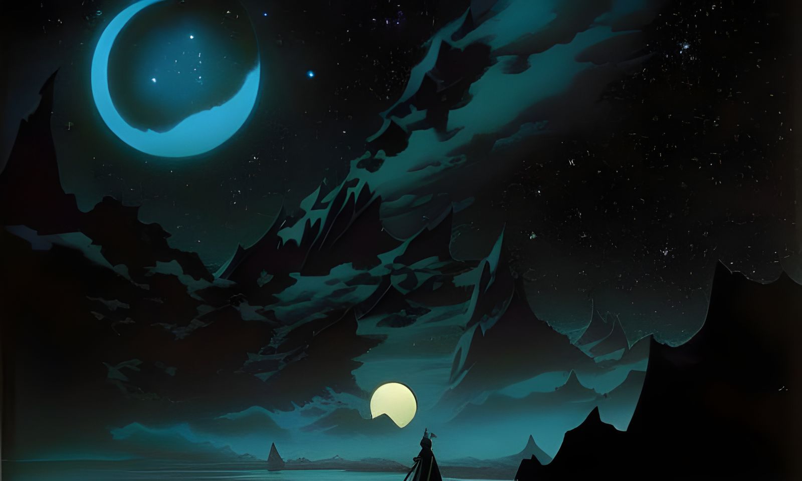 Eerie Night Sky in Comic Book Style