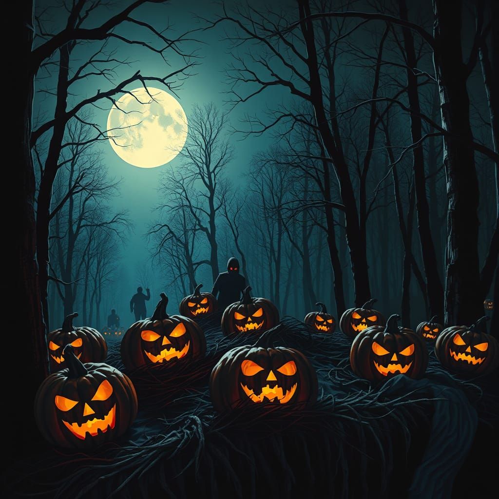 Spooky Forest Hay Ride with Eerie Glowing Pumpkins