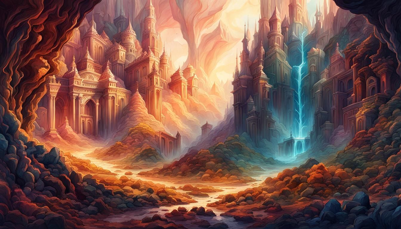 Soul's Recess: Digital Watercolor Fantasy Art