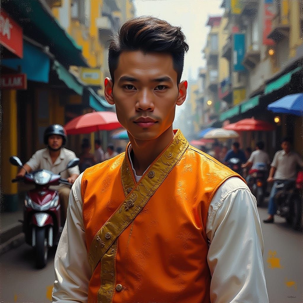 Thai Man in Traditional Dress, in Baroque Style