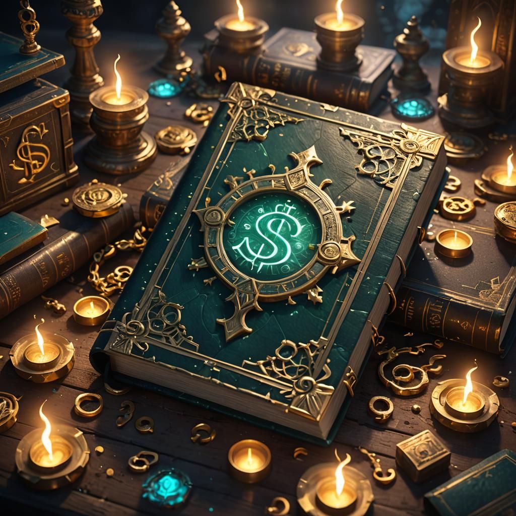Glowing Book of Secrets and Dollar Signs