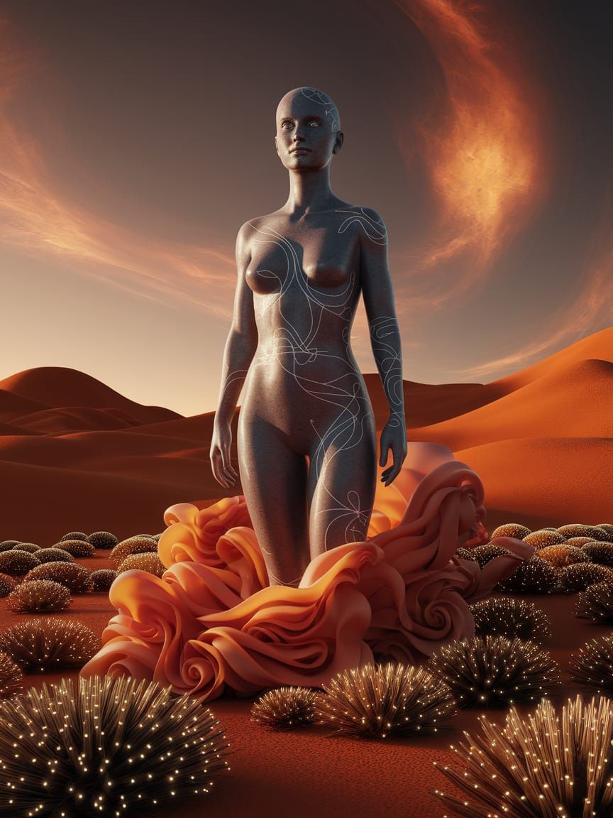 Colossal Ancient Statue with Celestial Carvings