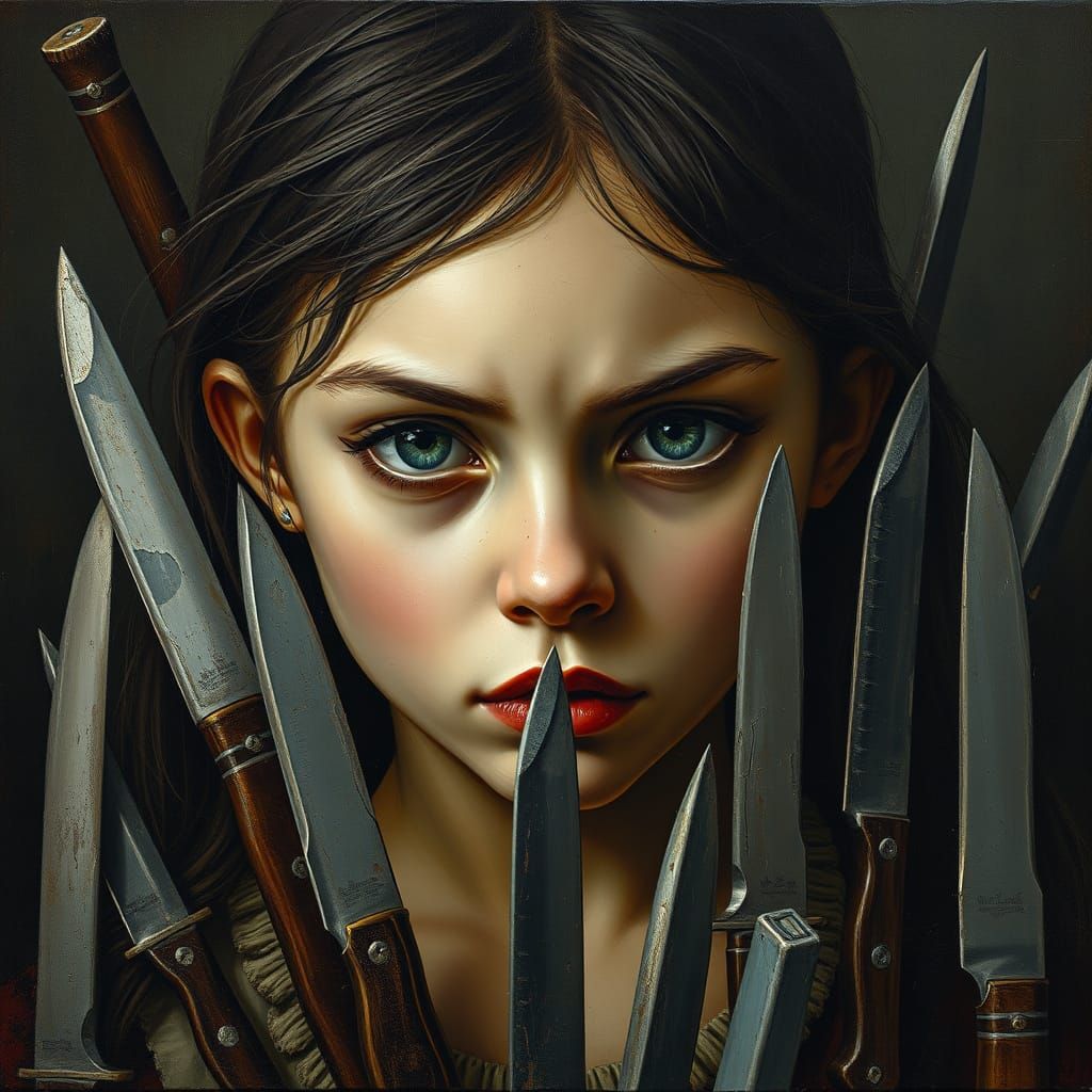 Girl with Empty Eyes: Oil Painting Inspired by Old Masters