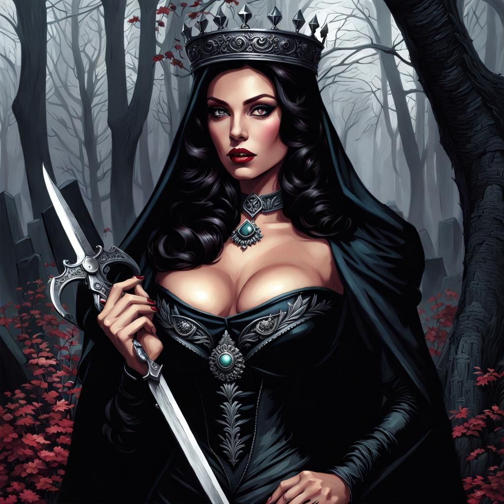 Hyperrealistic Princess with Severed Head in Graveyard