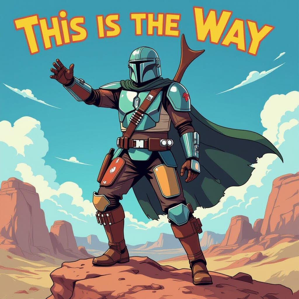 Mandalorian Yelling "This Is The Way" in Anime Style