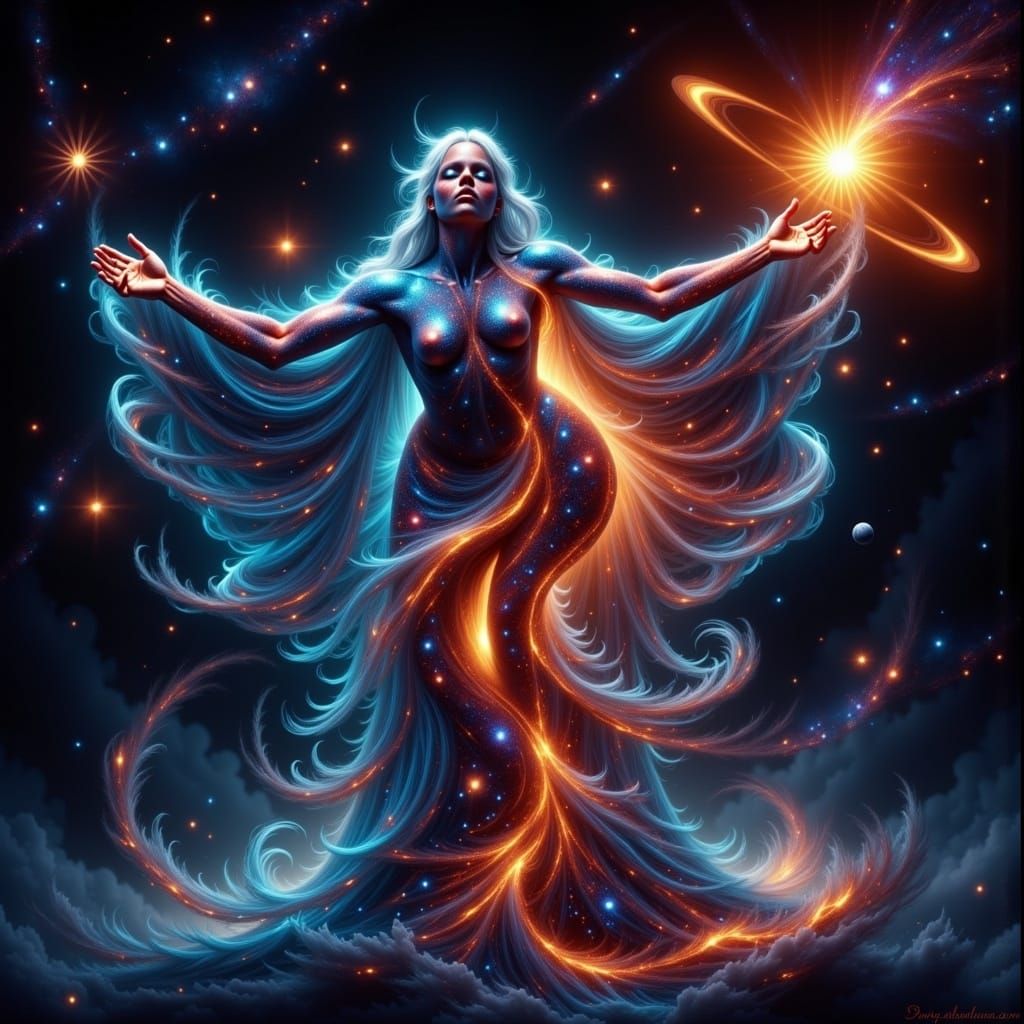 Cosmic God of Starlight and Supernovas in Ethereal Expanse