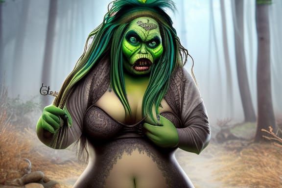 Green-Skinned Goblin Portrait in Dark Fantasy Style