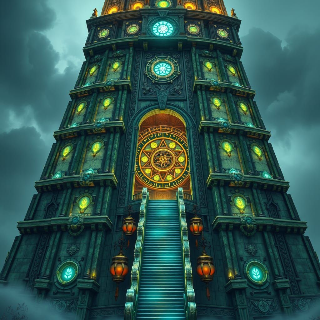 Ancient Science Temple in Steampunk Style