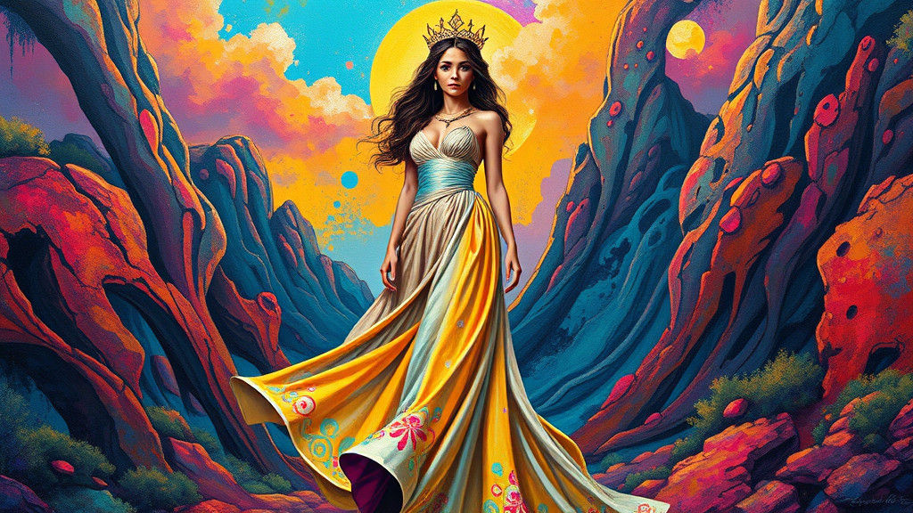 Ariane in Graffiti Art Style with Flowing Gown