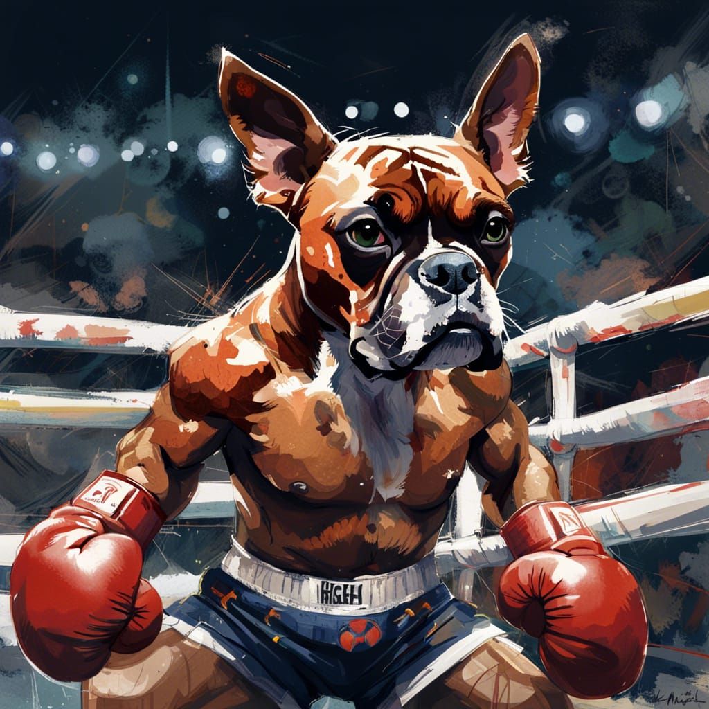 Boxer Dog at the Olympics in Dark Academia Style