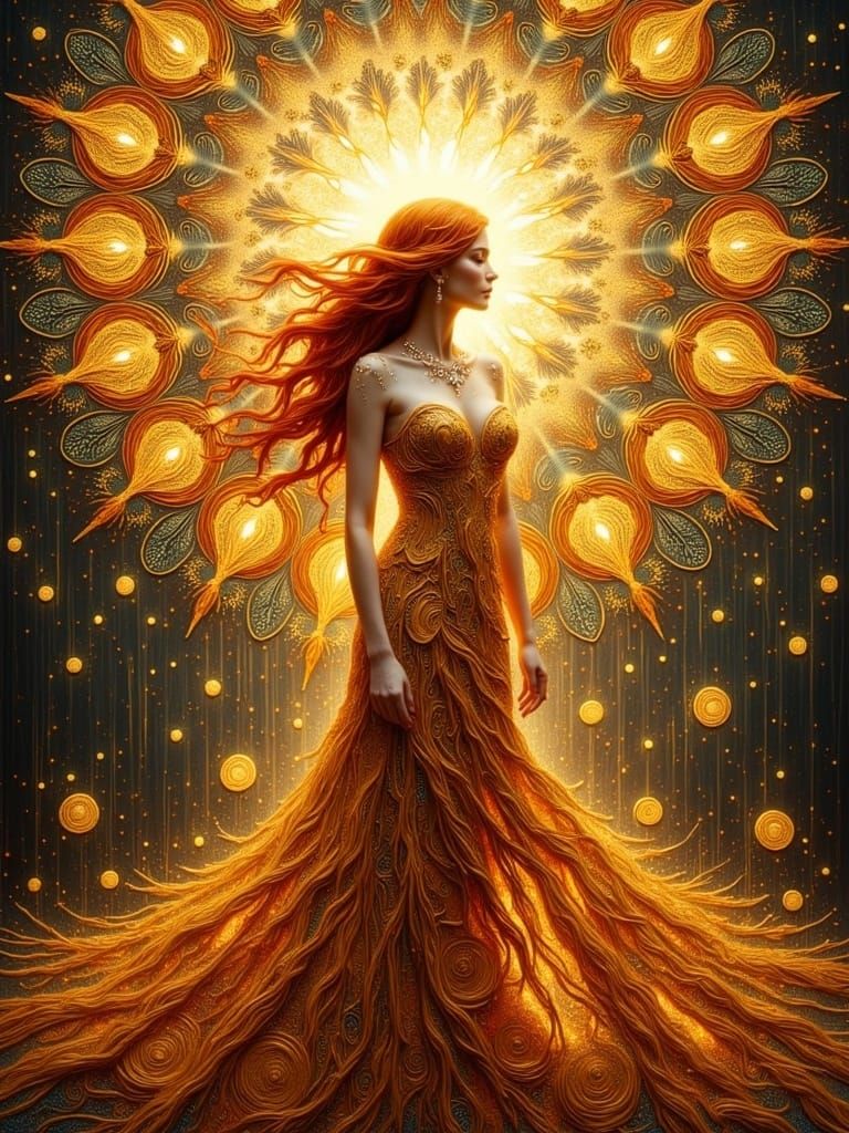 Ethereal Woman in Art Nouveau Dreamscape