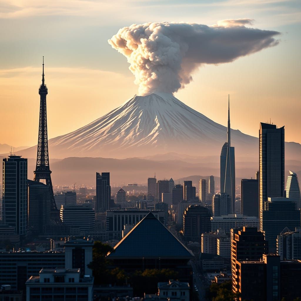 Majestic Metropolis Confronts Ancient Volcanic Fury