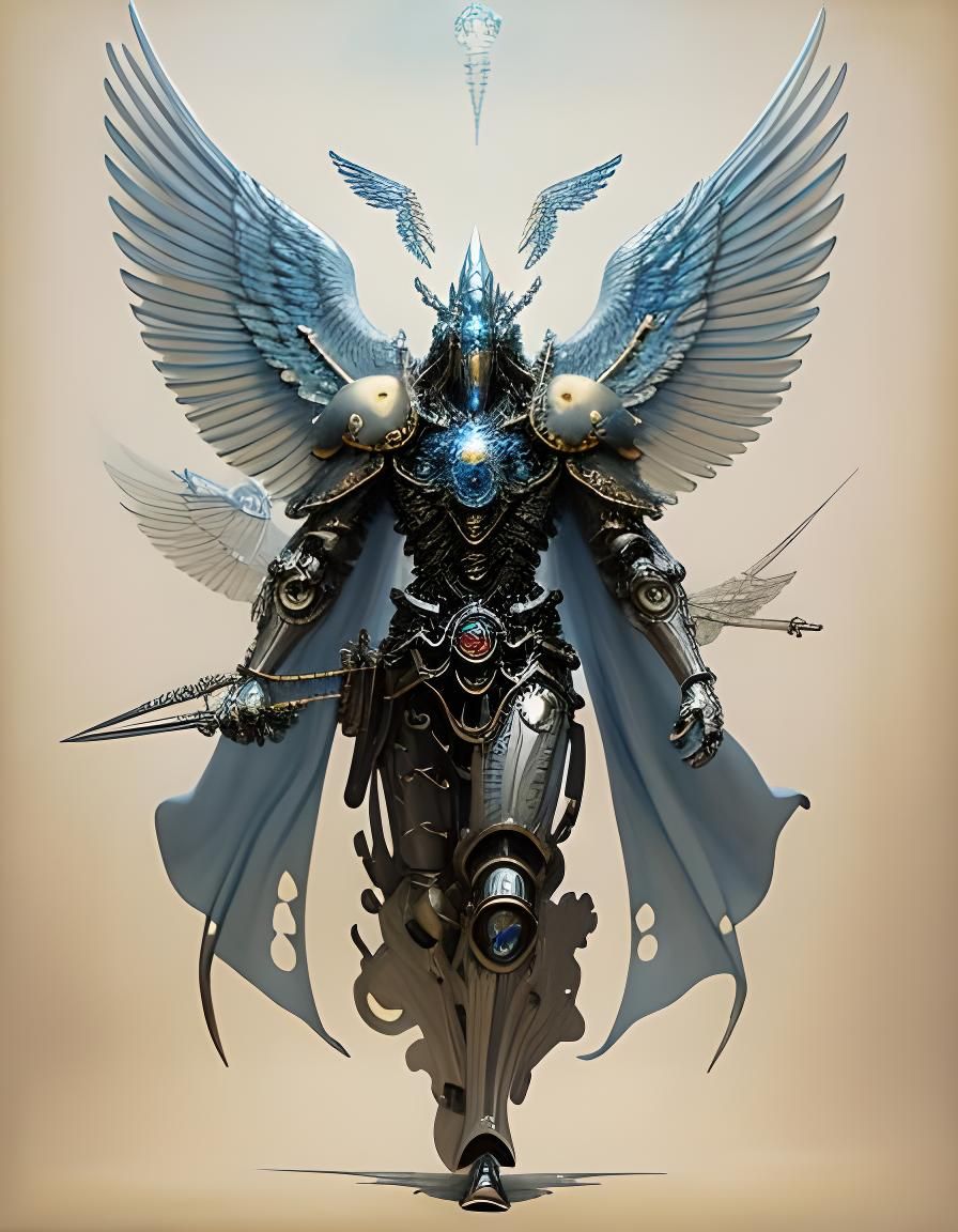 Ethereal Angel Wings Blueprint Technical Drawing