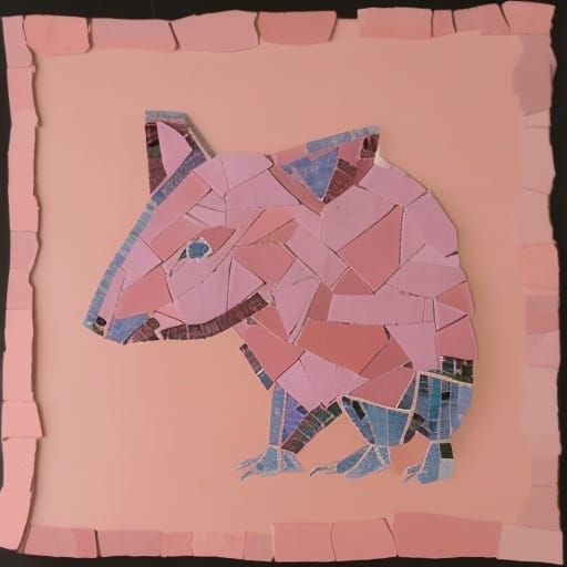 Ragged Tissue Paper Mosaic Wombat Collage