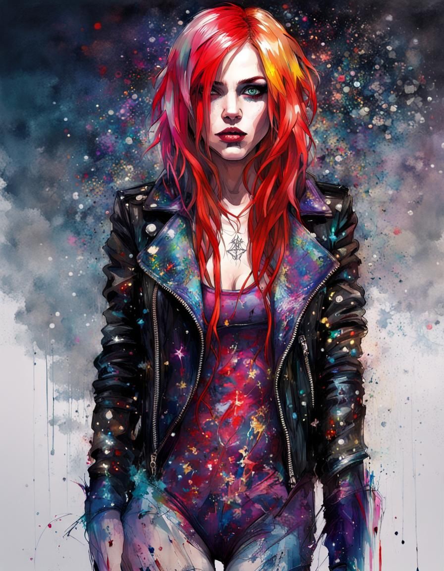 Gothic Woman Portrait in Black Light Art Style