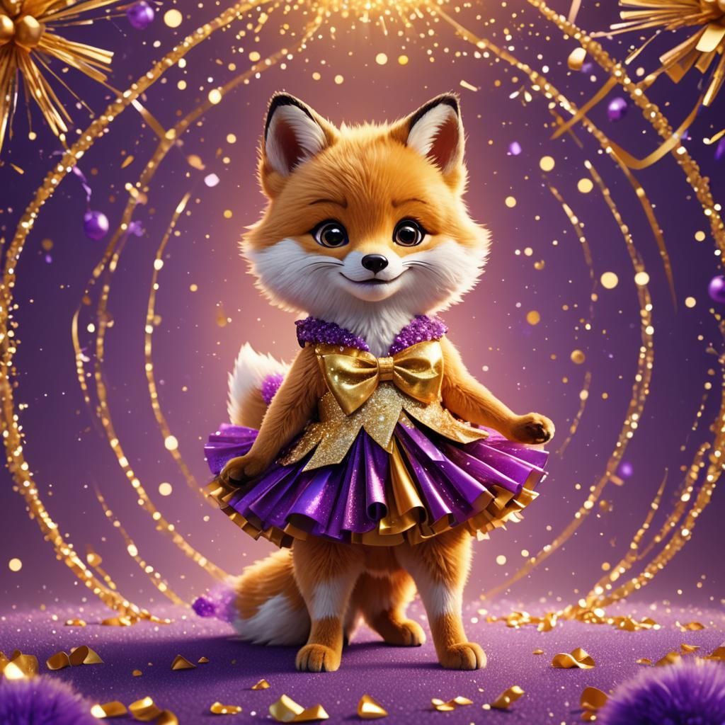 Cheerleader Fox in Pixar-Style 3D Digital Art