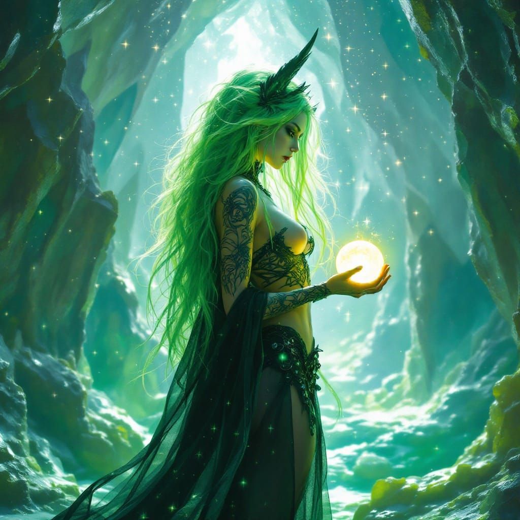 Gothic Fairy Portrait in Crystalline Cave, Fantasy Realism