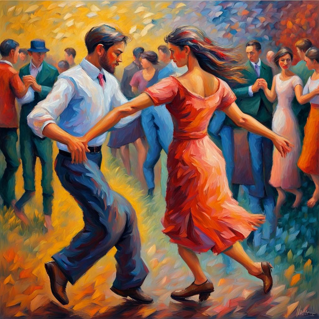 Expressive Dance in Impressionist Acrylic Painting