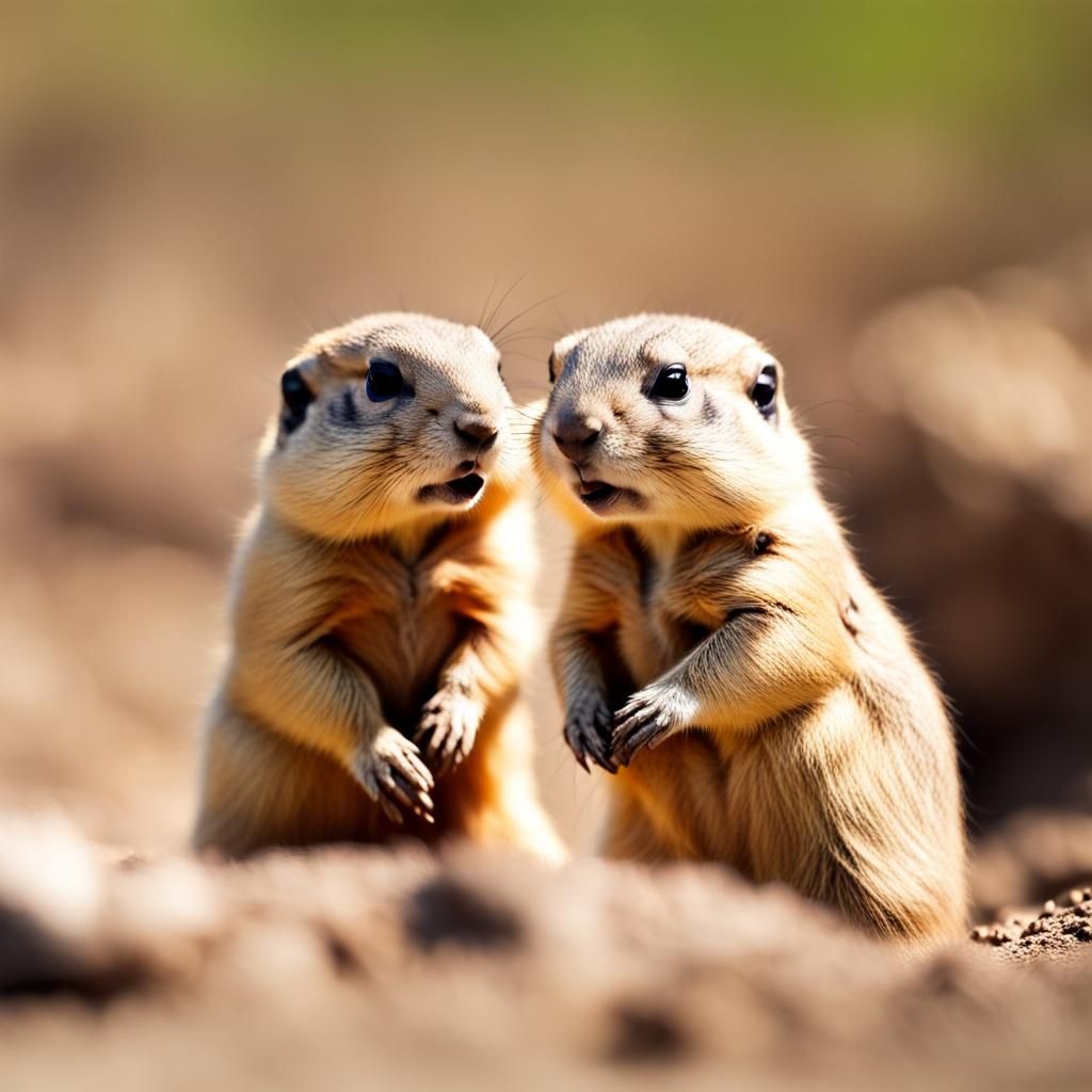 Adorable Baby Prairie Dogs in Natural Light