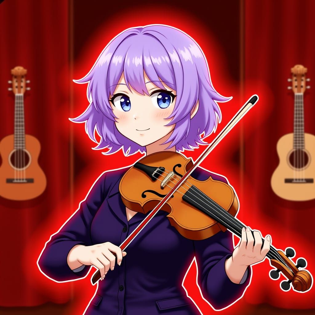 Pastel Hair Violinist in Music Room