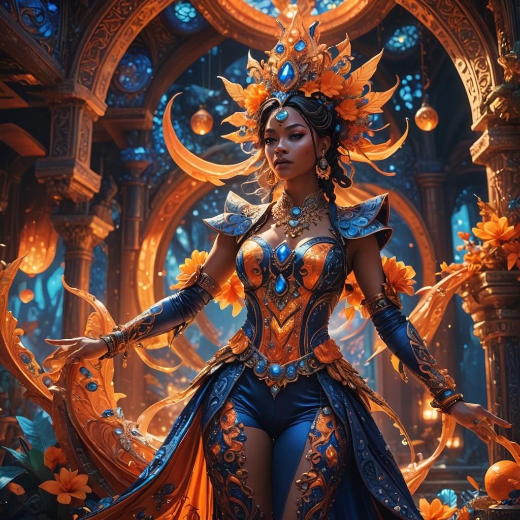 Ornate Girl Twerking in Mystical Environment