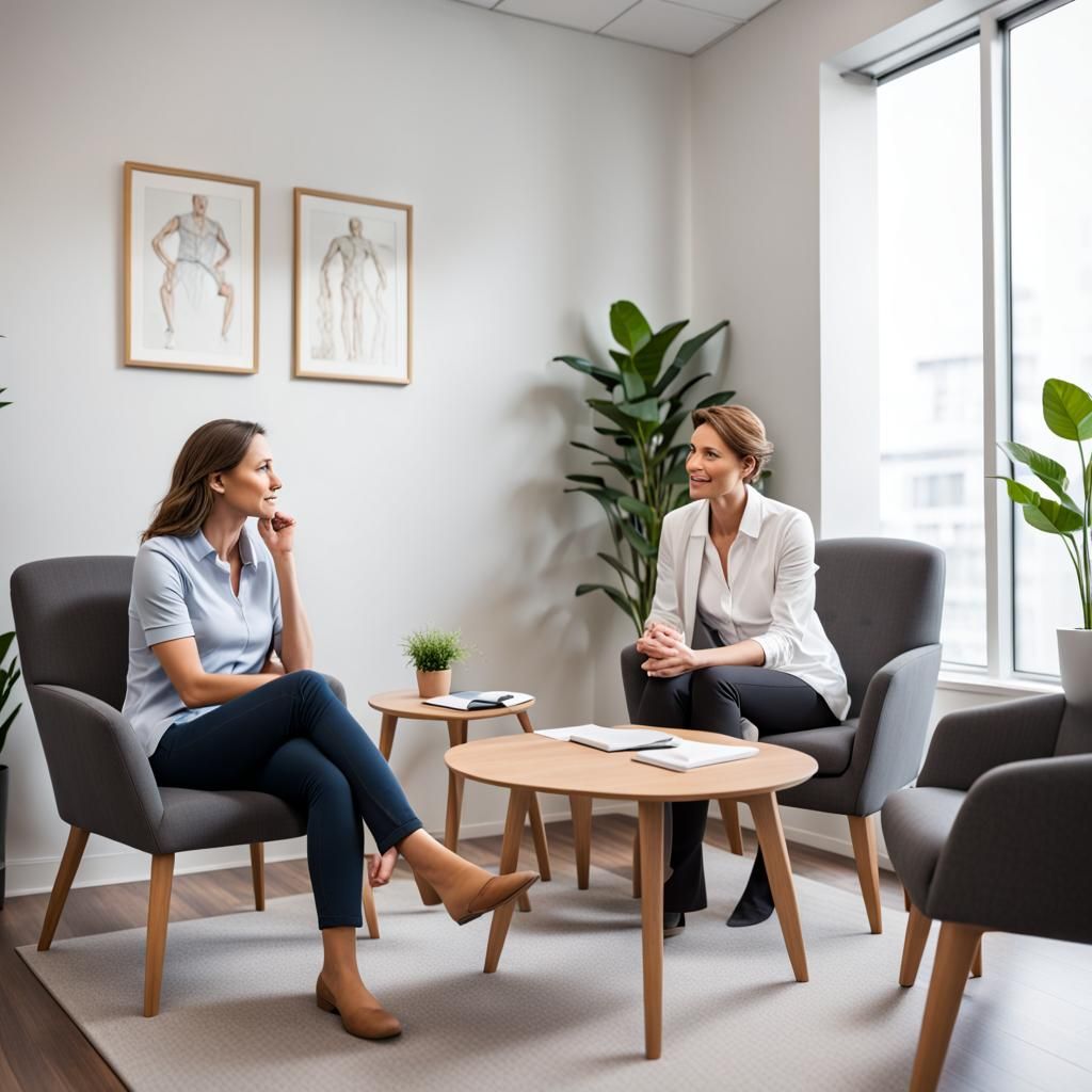 Therapy Session: Relaxed Conversation in Office