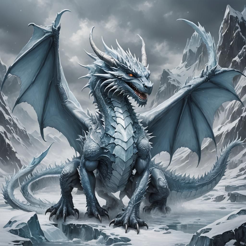 Majestic Ice Dragon Illustration
