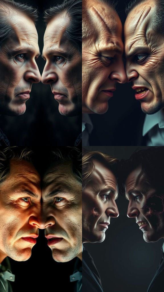 Photorealistic Portrait: Dr. Jekyll and Mr. Hyde Duality