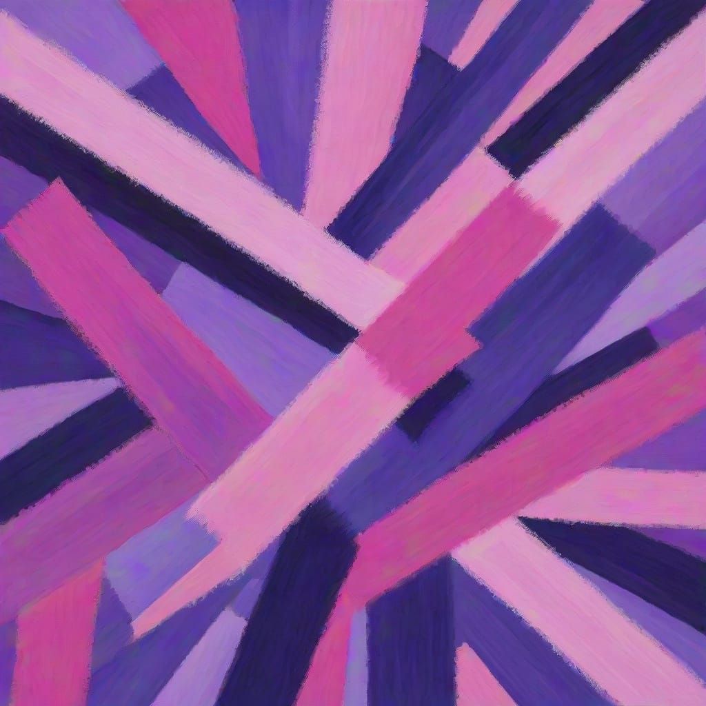 Abstract Fauvist Landscape in Twilight Purple and Pink